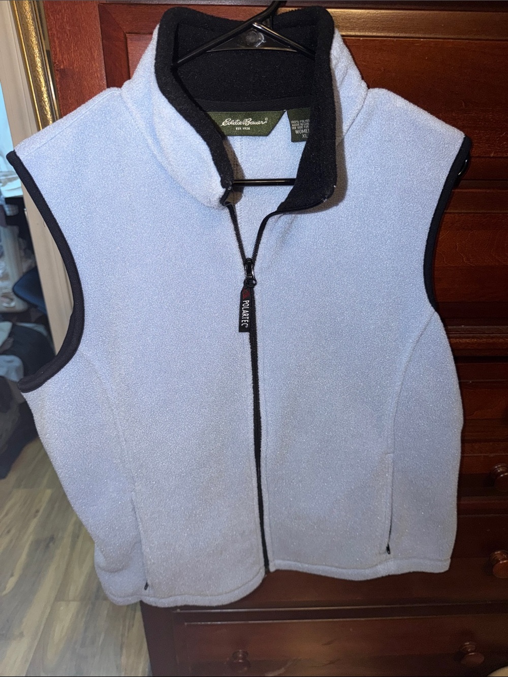 Eddie Bauer Light Blue Fleece Vest with Black Trim